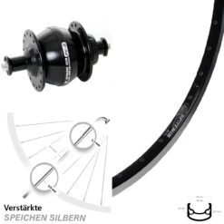 28 Zoll Vorderrad Ryde Sputnik Schwarz Shutter PV8 Nabendynamo