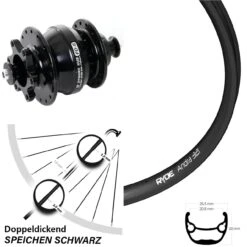 29 Zoll Ryde Andra 321 Mit Shutter Precision Nabendynamo PD-8 Vorderrad Schwarz