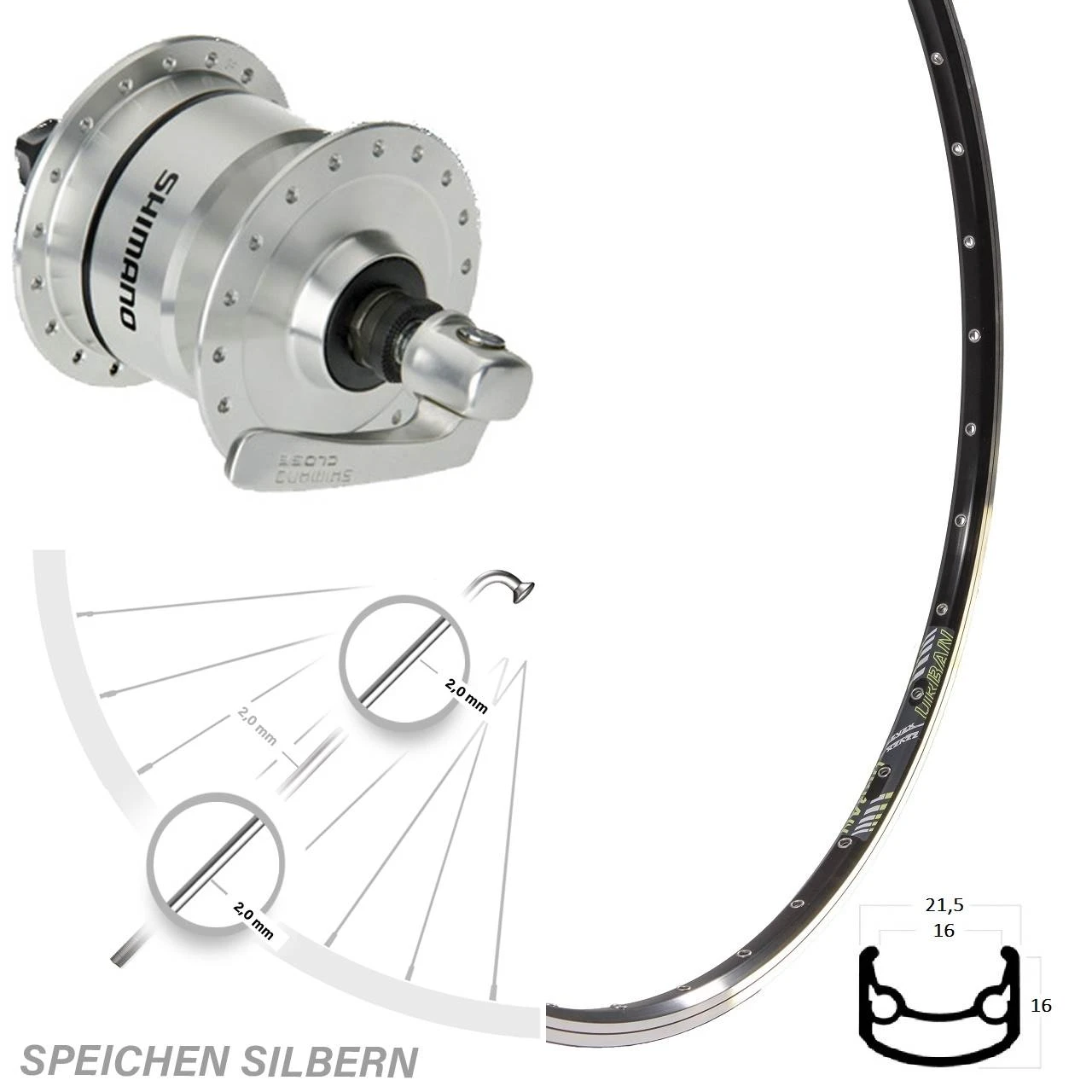 Nabendynamo Vorderrad 28 Zoll DRC ST16 Shimano DH-3N72 3 Nabendynamo Vorderrad 28 Zoll DRC ST16 Shimano DH-3N72