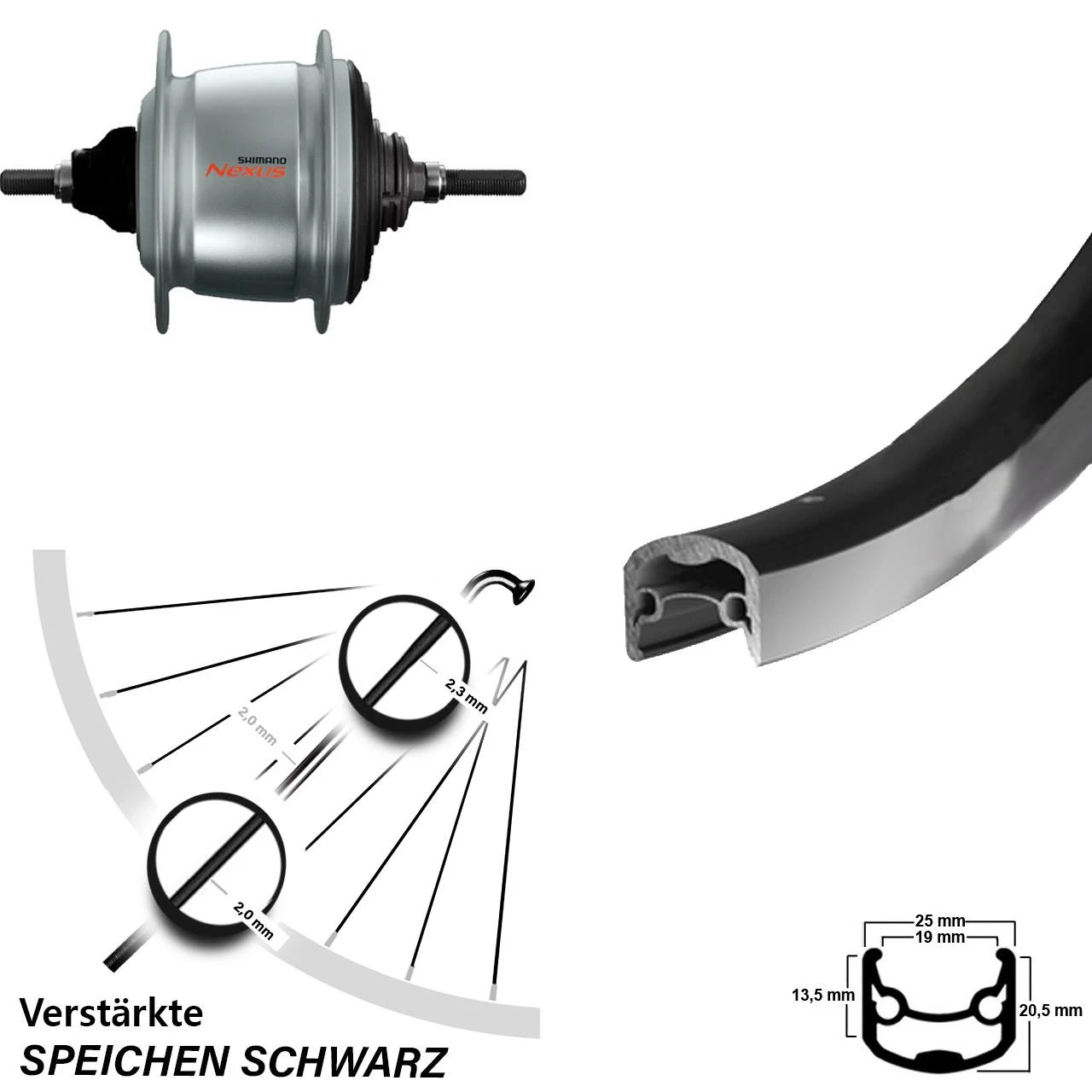 28 Zoll Ryde Andra 30 Hinterrad Shimano Nexus 8 Gang 3 28 Zoll Ryde Andra 30 Hinterrad Shimano Nexus 8 Gang