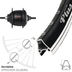 28 Zoll Rodi Hinterrad Airline Plus Shimano Nexus 8-Gang Premium Schwarz