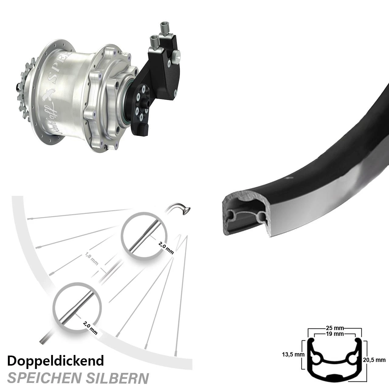 Ryde Andra 30 Hinterrad 28 Zoll Rohloff Speedhub CC DB OEM 3 Ryde Andra 30 Hinterrad 28 Zoll Rohloff Speedhub CC DB OEM
