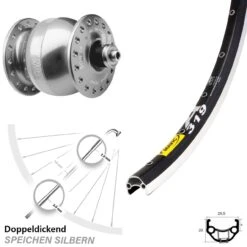 Son 28 Silbern Eloxiert Mavic A 319 Fahrrad-Vorderrad 28 Zoll