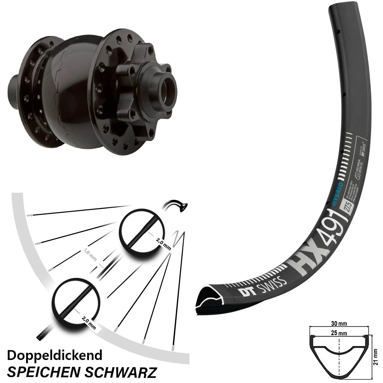 Dt-swiss Fahrrad Nabendynamolaufrad Son 28-15 6-Loch DT Swiss HX 491 27,5 Zoll 3 Dt-swiss Fahrrad Nabendynamolaufrad Son 28-15 6-Loch DT Swiss HX 491 27,5 Zoll