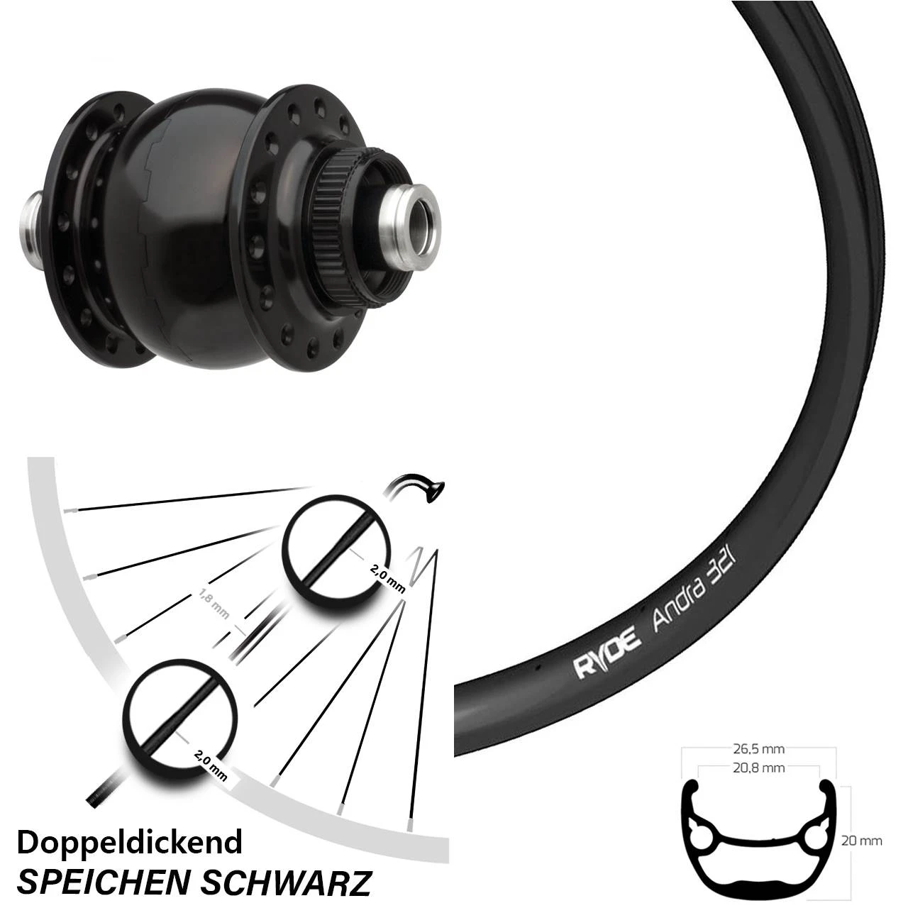 Vorderrad Nabendynamo Son Delux 12 Ryde Andra 321 28/29 Zoll Centerlock 3 Vorderrad Nabendynamo Son Delux 12 Ryde Andra 321 28/29 Zoll Centerlock