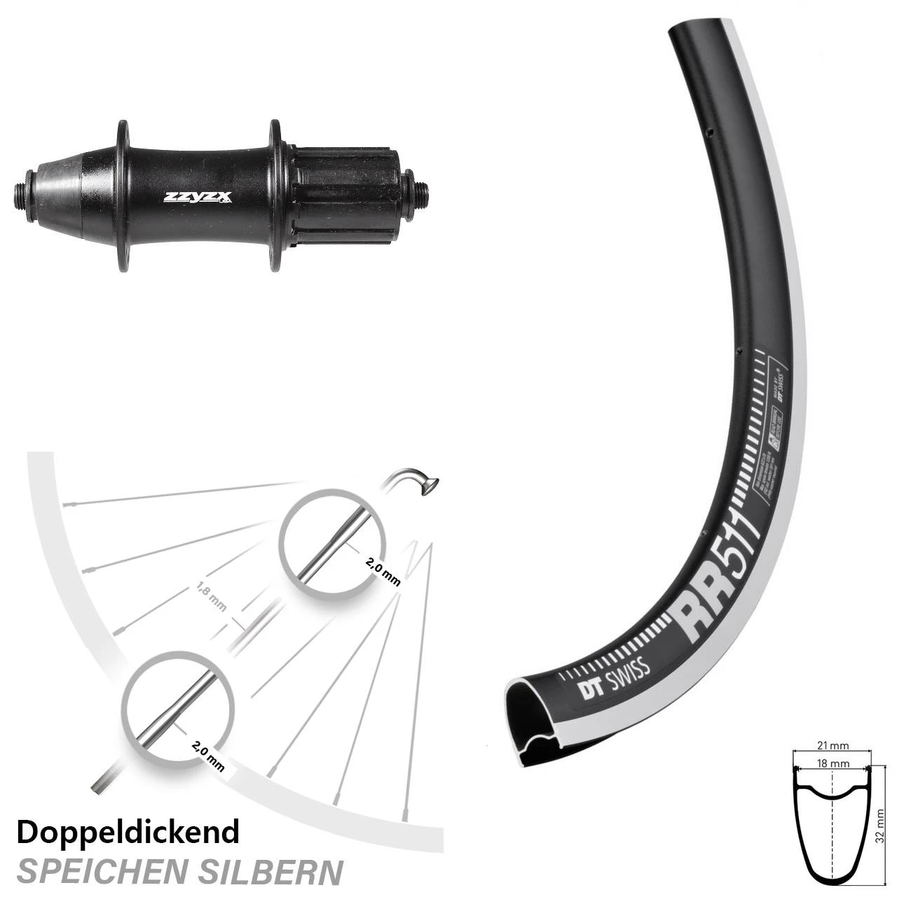 Dt-swiss Hinterrad DT Swiss RR 511 28 Zoll Mit Formula OV-32 Nabe 3 Dt-swiss Hinterrad DT Swiss RR 511 28 Zoll Mit Formula OV-32 Nabe