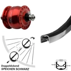 Vorderes Rad Mit Nabendynamo Son Delux Rot Ryde Andra 30 26 Zoll
