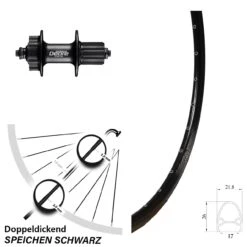 Exal GR 17 Schwarz Scheibenbrems-Hinterrad 28 Zoll Shimano Deore FH-M525