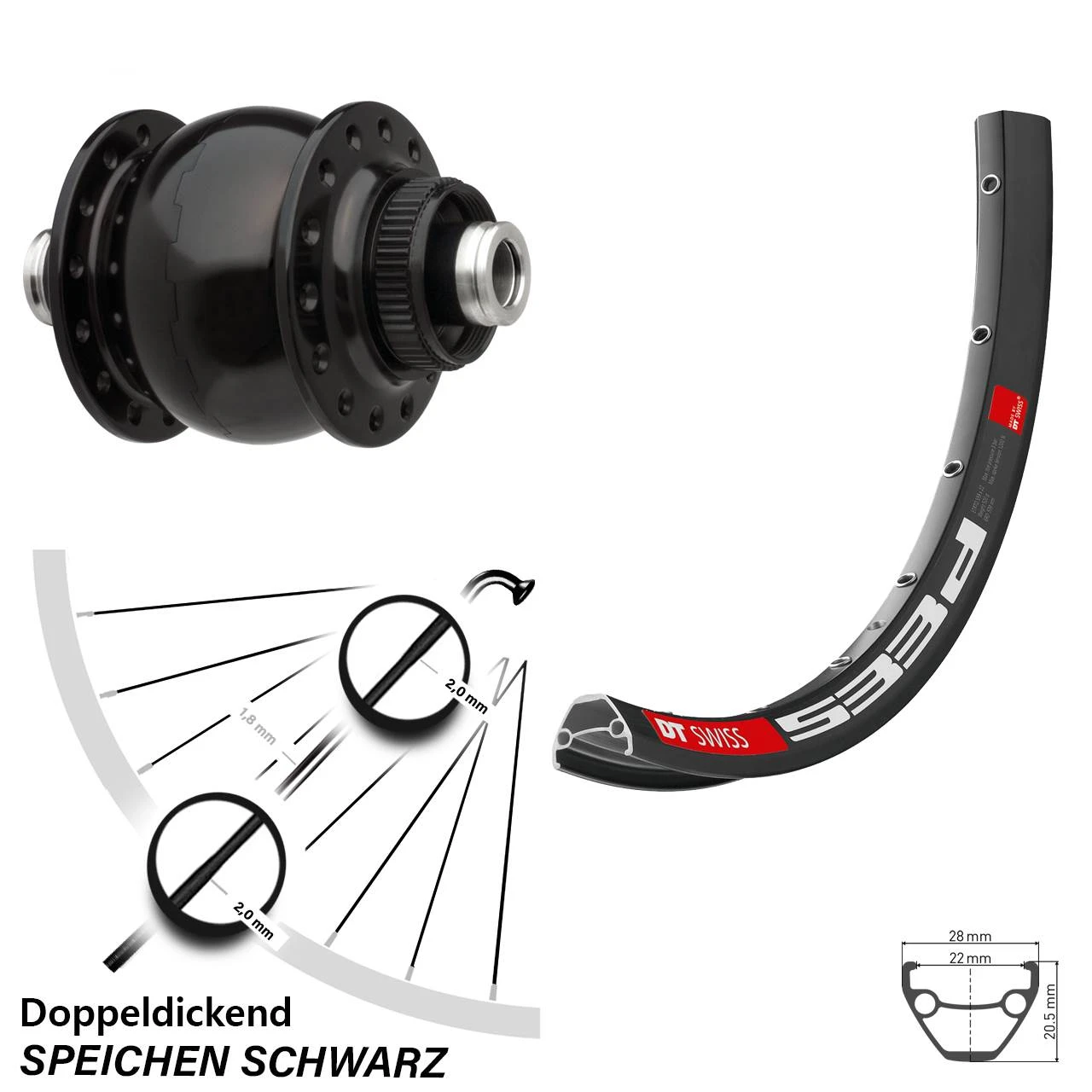 Dt-swiss 28-29 Zoll Vorderrad Mit Nabendynamo DT Swiss 533 D Son Delux Für Steckachse 3 Dt-swiss 28-29 Zoll Vorderrad Mit Nabendynamo DT Swiss 533 D Son Delux Für Steckachse