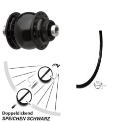 Sapim Nabendynamo Giant Hohlkammer Felge Scheibenbrems- Vorderrad 28/29 Zoll Schwarz