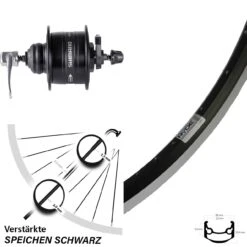 27,5 Zoll Shimano Nabendynamo DH-3D37-QR Disc Centerlock Hohlachse Schwarz Ryde Andra 35