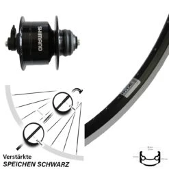 Vorderrad 26 Zoll Ryde Andra 35 Nabendynamo Deore DH-3D72 Schwarz Disc