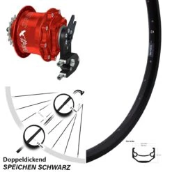 27,5 Zoll Rohloff Hinterrad Speedhub CC DB OEM2 Rot Schwarz Ryde Andra 40