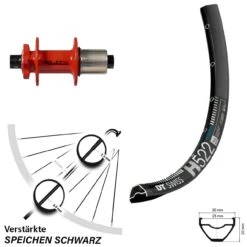 Dt-swiss DT Swiss H 522 Hinterrad 27,5 Zoll Mit XLC Evo Rot Nabe