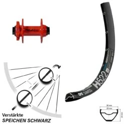 Dt-swiss 29 Zoll Vorderrad DT Swiss H 522 Mit XLC Evo Nabe Rot