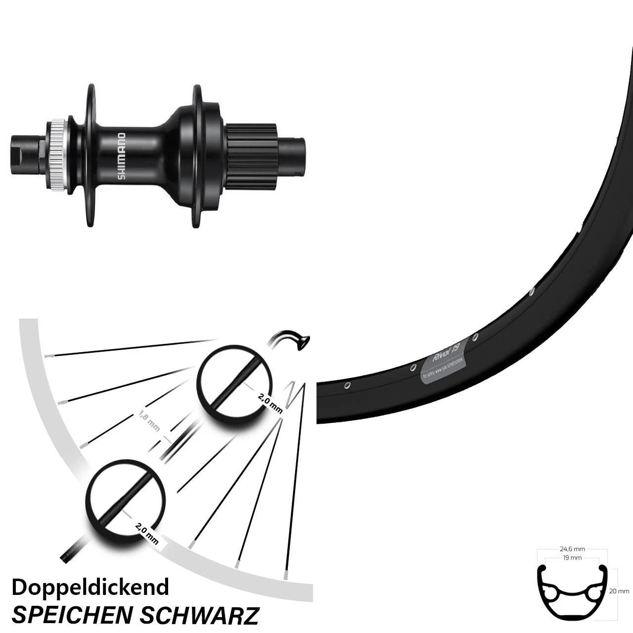 Hinterrad Ryde Rival 19 Disc 28/29 Zoll Shimano FH-MT510 Microspline 3 Hinterrad Ryde Rival 19 Disc 28/29 Zoll Shimano FH-MT510 Microspline