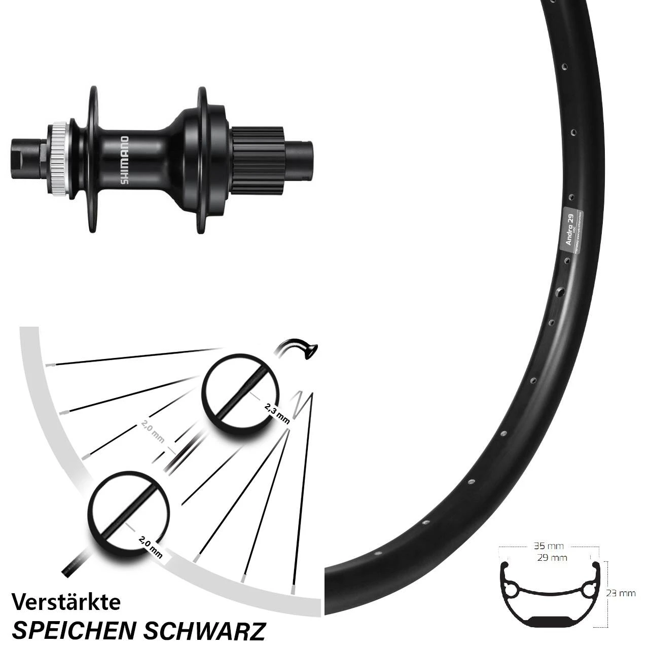 Hinterrad 29 Zoll Ryde Andra 29 DiscMicrospline Shimano FH-MT510 3 Hinterrad 29 Zoll Ryde Andra 29 DiscMicrospline Shimano FH-MT510
