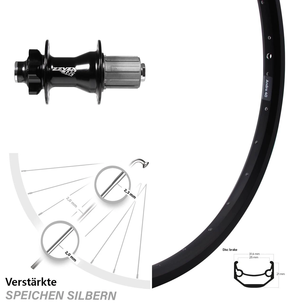 20 Zoll Hinterrad Ryde Andra 40 Disc Mit Nabe 10 X 135 Mm Steckachse 3 20 Zoll Hinterrad Ryde Andra 40 Disc Mit Nabe 10 X 135 Mm Steckachse