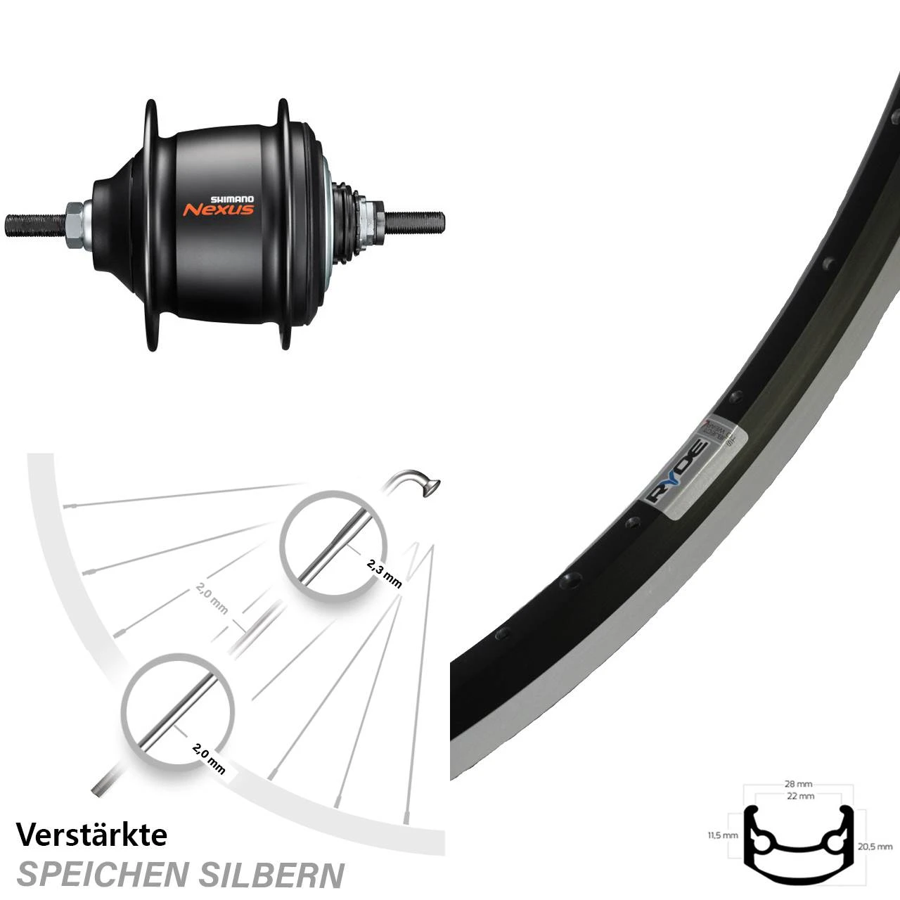 Hinterrad 28 Zoll Ryde Andra 35 Mit Shimano Nexus 8-Gang 3 Hinterrad 28 Zoll Ryde Andra 35 Mit Shimano Nexus 8-Gang