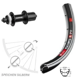 Dt-swiss Schwarzes 26 Zoll Hinterrad DT Swiss 535 Shimano Alivio
