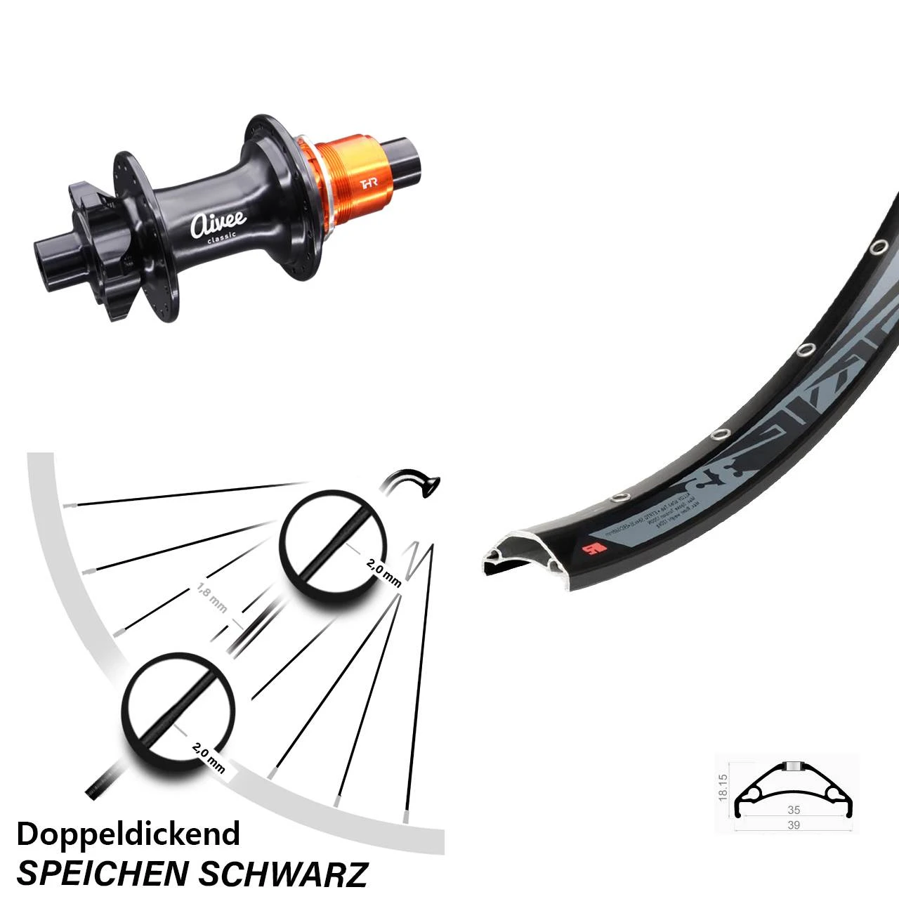 29+ Zoll Hinterrad Rodi TRYP35 Mit Aivee Classic Boost Sram XD Nabe 3 29+ Zoll Hinterrad Rodi TRYP35 Mit Aivee Classic Boost Sram XD Nabe