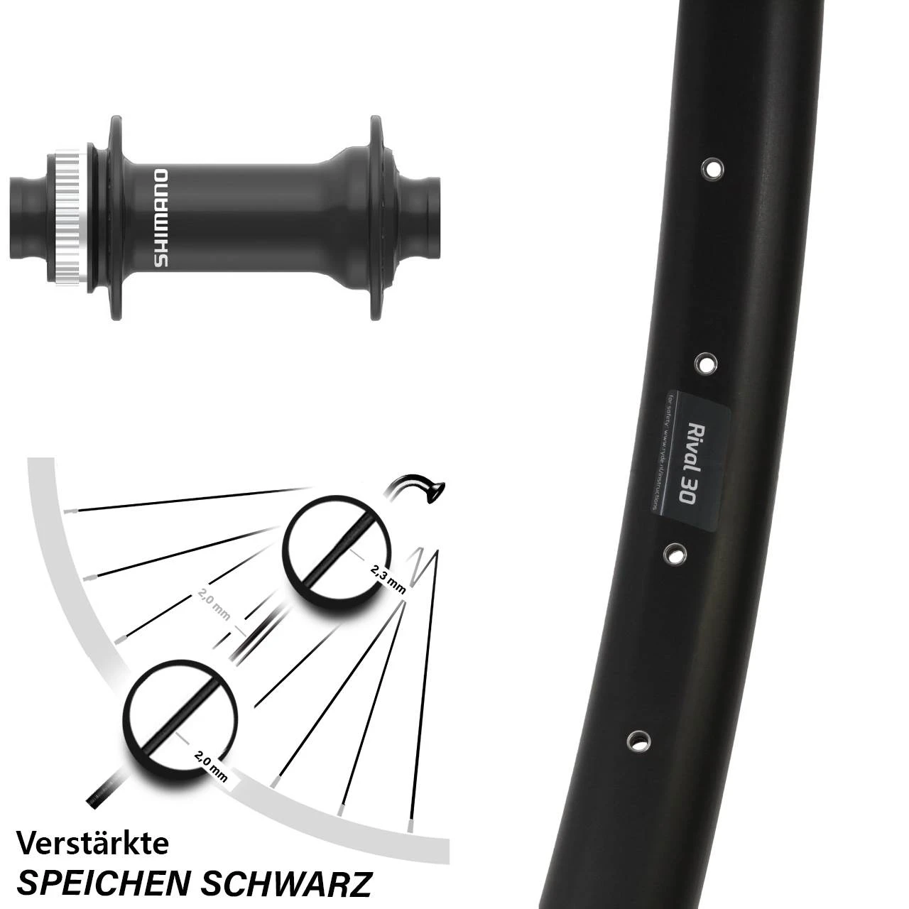 Vorderrad 29 Zoll Ryde Rival 30 Shimano HB-MT410 Boost 3 Vorderrad 29 Zoll Ryde Rival 30 Shimano HB-MT410 Boost