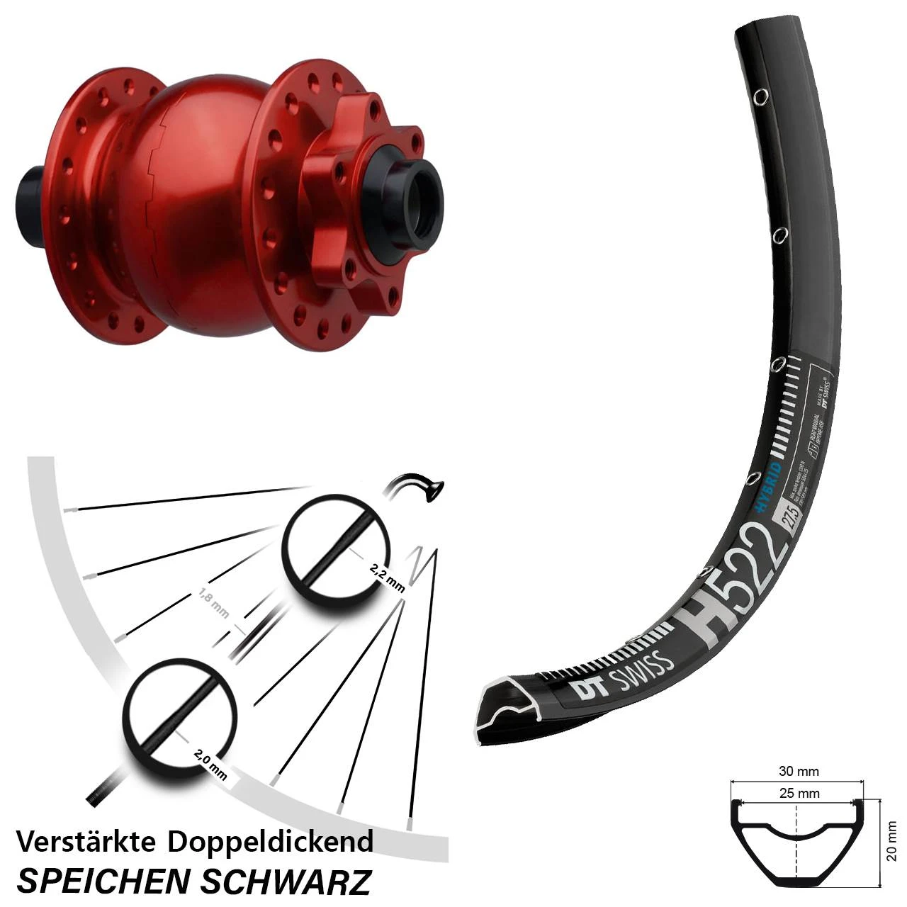 Dt-swiss Nabendynamo Vorderrad Son 28-15 DT Swiss H 522 27,5 Zoll Boost 3 Dt-swiss Nabendynamo Vorderrad Son 28-15 DT Swiss H 522 27,5 Zoll Boost