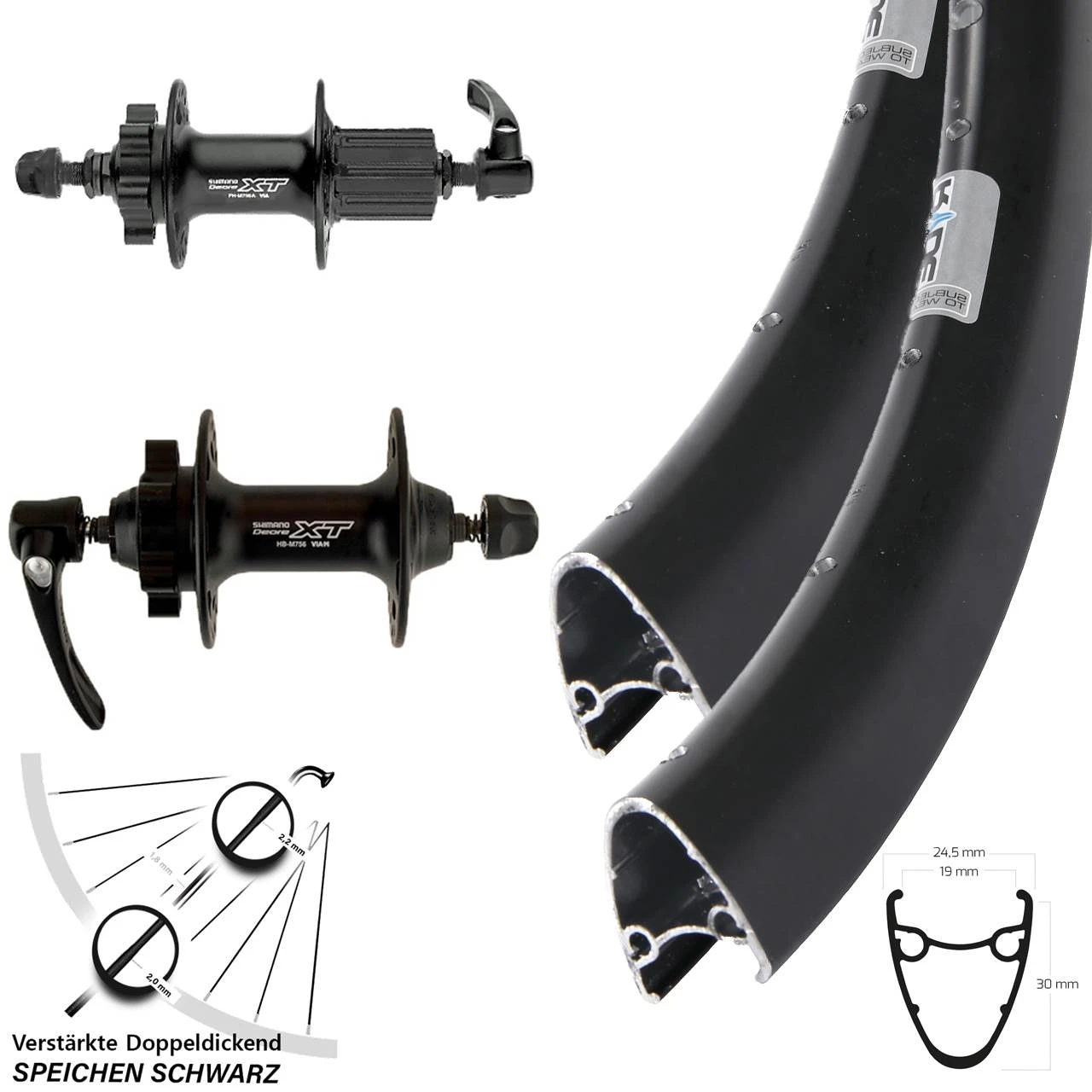 Laufradsatz Ryde Dutch 19 Hochprofil 28/29 Zoll Shimano XT 6-loch QR 3 Laufradsatz Ryde Dutch 19 Hochprofil 28/29 Zoll Shimano XT 6-loch QR