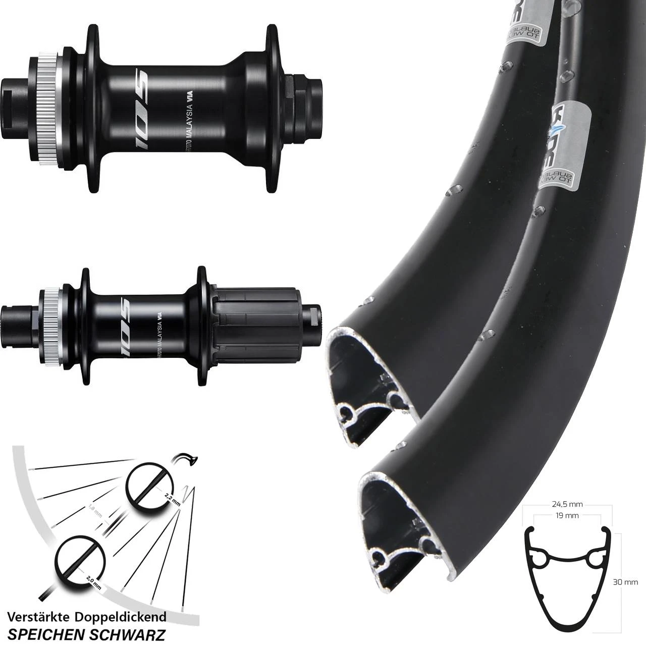 28 Zoll Laufradsatz Ryde Dutch 19 Hochprofilfelge Shimano 105 3 28 Zoll Laufradsatz Ryde Dutch 19 Hochprofilfelge Shimano 105