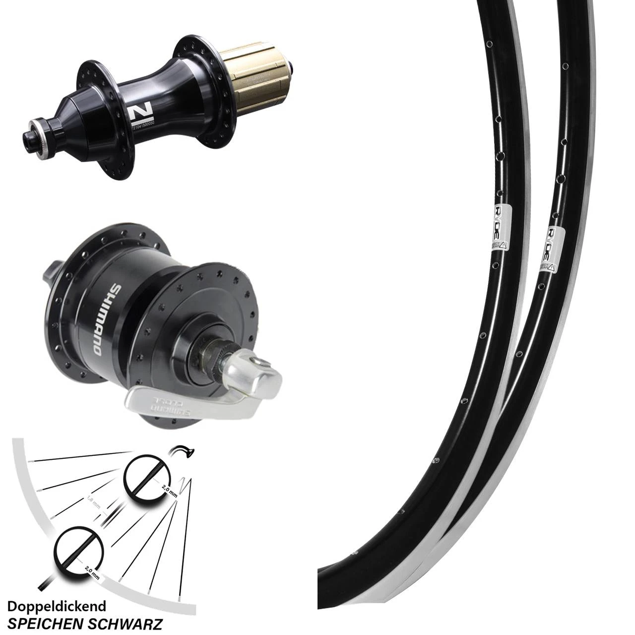Ryde Dutch 19 Laufradsatz 28 Zoll Novatec Nabe F162 Shimano DH-3N72 Dynamo 3 Ryde Dutch 19 Laufradsatz 28 Zoll Novatec Nabe F162 Shimano DH-3N72 Dynamo