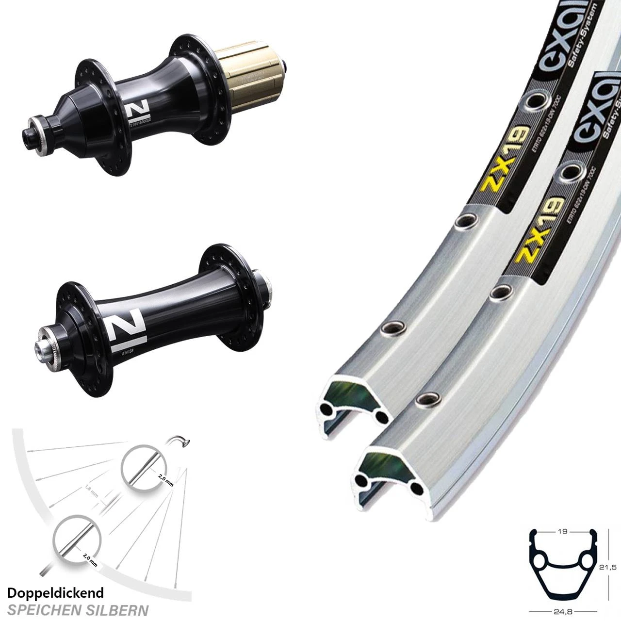 Laufradsatz 28 Zoll Felgenbremse Exal ZX19 Novatec Nabe F162 A141 3 Laufradsatz 28 Zoll Felgenbremse Exal ZX19 Novatec Nabe F162 A141