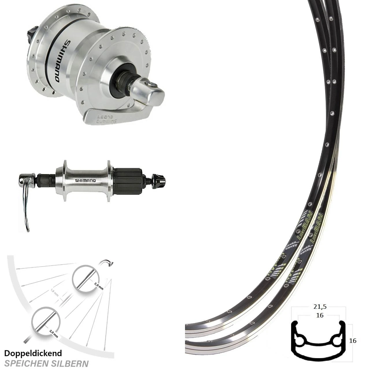 28 Zoll Laufradsatz Felgenbremse DRC ST 16 Dynamo DH-3N72 Shimano FH-TX 500 Silbern 3 28 Zoll Laufradsatz Felgenbremse DRC ST 16 Dynamo DH-3N72 Shimano FH-TX 500 Silbern