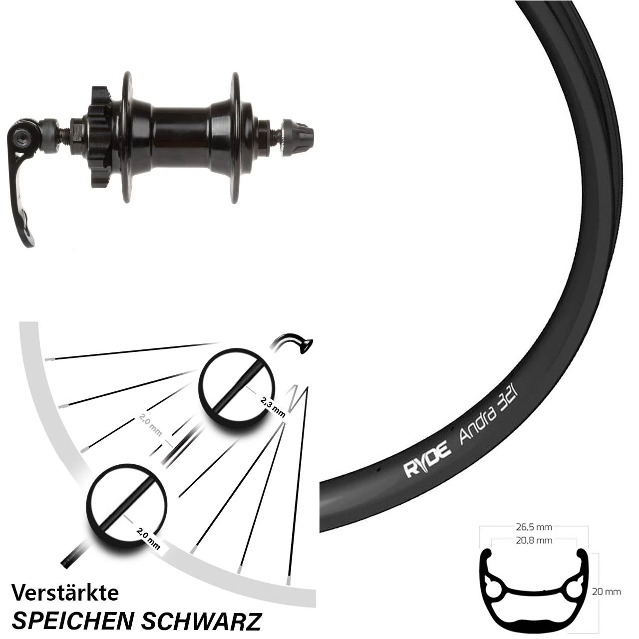 28-29 Zoll Vorderrad Ryde Andra 321 Mit Novatec Nabe 5/100 Mm 3 28-29 Zoll Vorderrad Ryde Andra 321 Mit Novatec Nabe 5/100 Mm