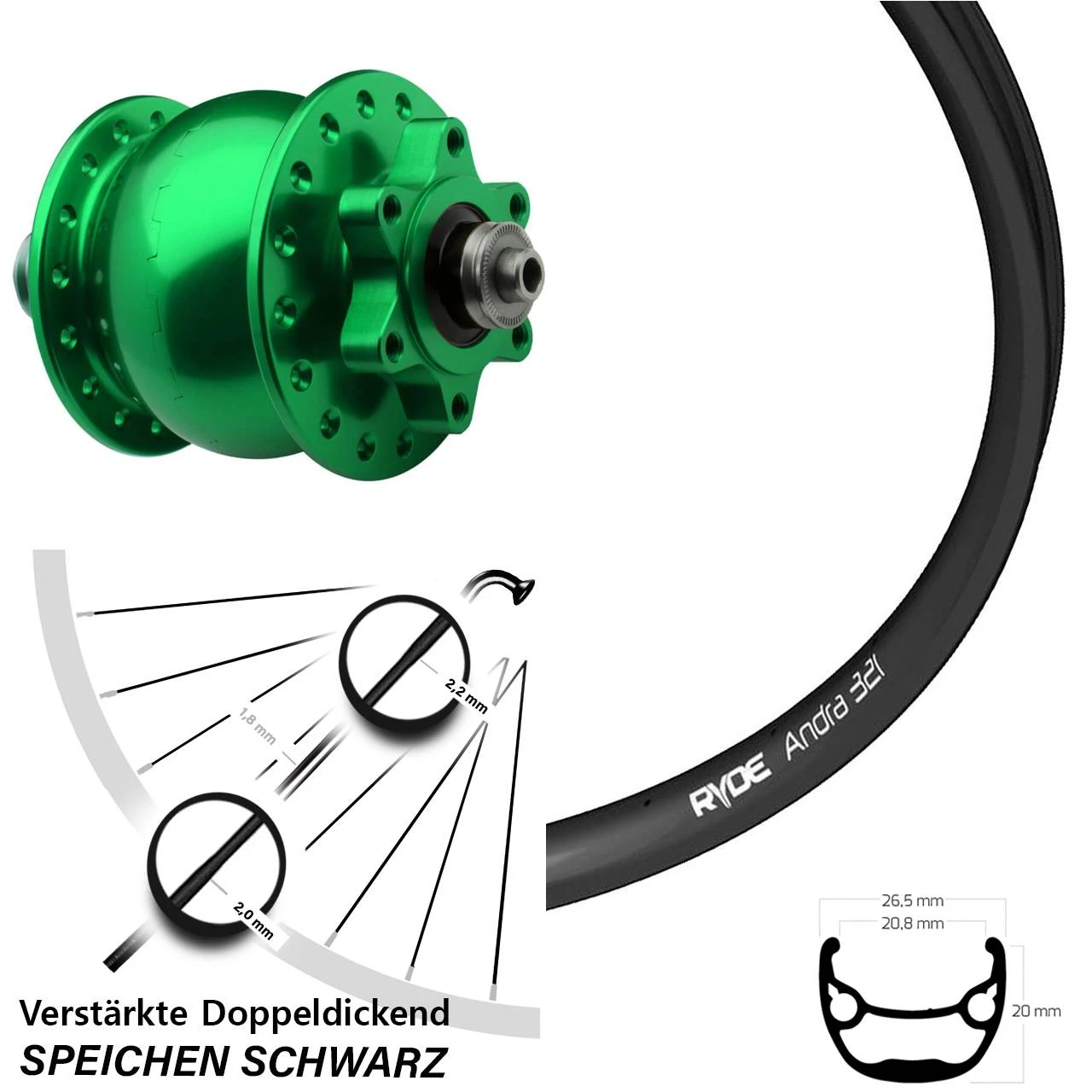 SON 28 Rot Nabendynamo Ryde Andra 321 Disc Vorderrad 28-29 Zoll 3 SON 28 Rot Nabendynamo Ryde Andra 321 Disc Vorderrad 28-29 Zoll