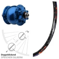 26 Zoll Vorderrad Mit Nabendynamo SON 28 Disc Blau Eloxiert DRC ZZYZX