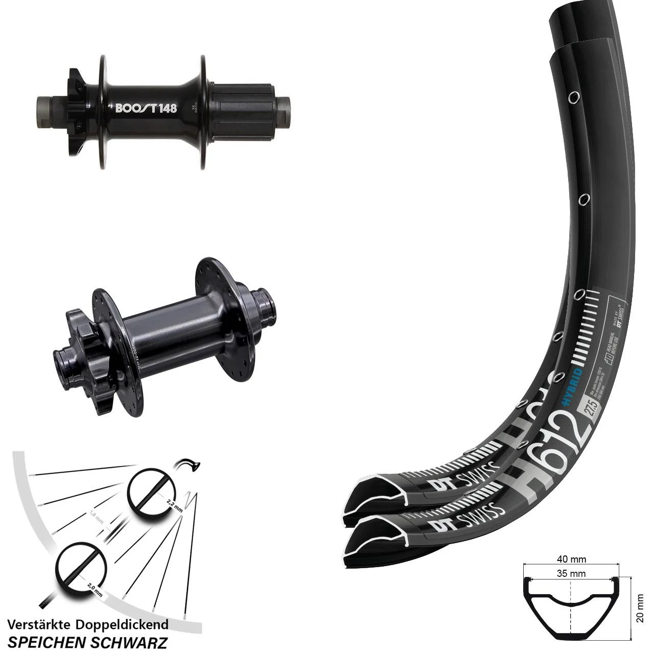 Dt-swiss 27,5+ Zoll Laufradsatz DT Swiss H 612 Boost Aivee MP2 Formula 10/11-fach 6-loch 110/148 Mm 3 Dt-swiss 27,5+ Zoll Laufradsatz DT Swiss H 612 Boost Aivee MP2 Formula 10/11-fach 6-loch 110/148 Mm