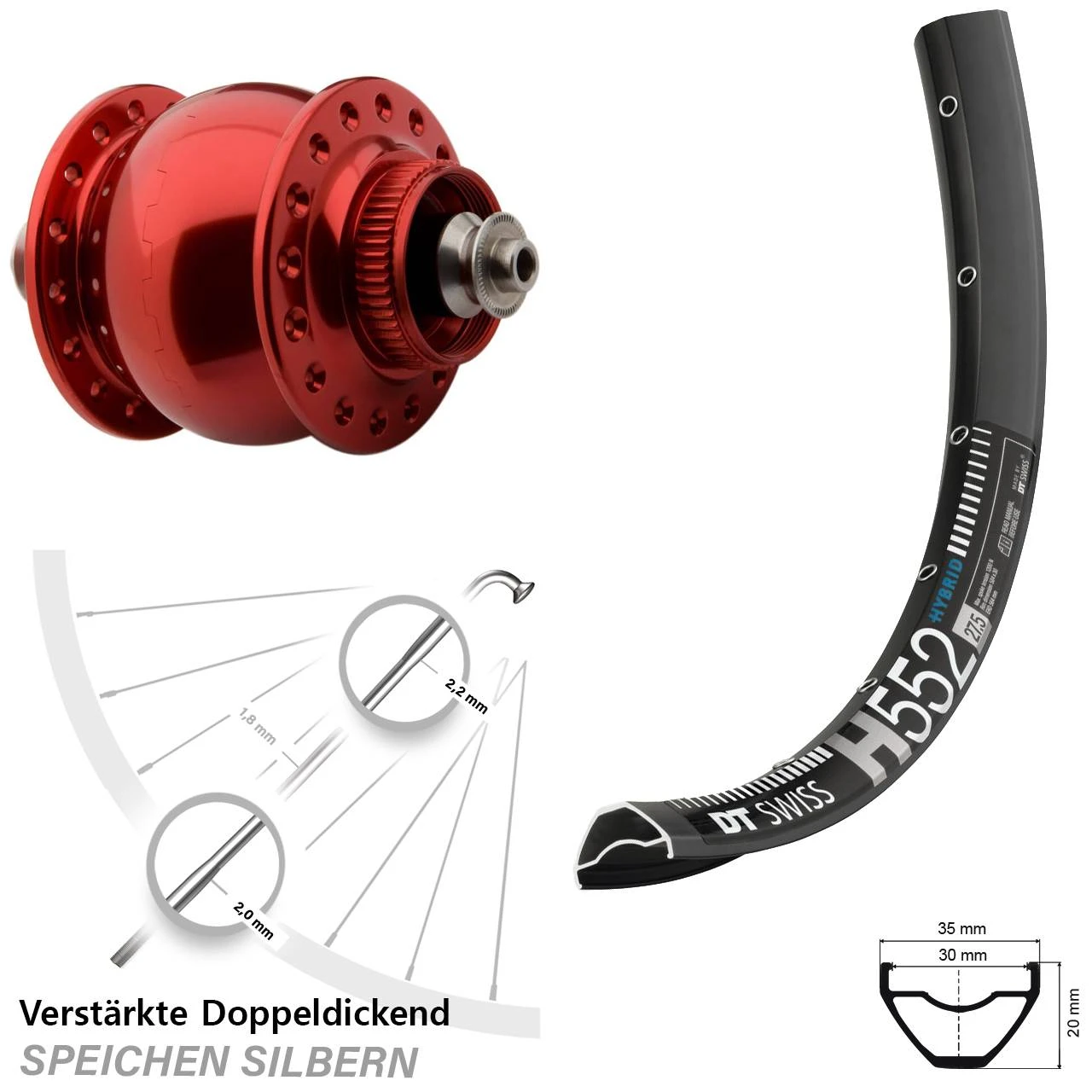 Dt-swiss 27,5 Zoll Vorderrad Mit Nabendynamo DT Swiss H 552 SON 28 Centerlock 5/100 Mm 3 Dt-swiss 27,5 Zoll Vorderrad Mit Nabendynamo DT Swiss H 552 SON 28 Centerlock 5/100 Mm