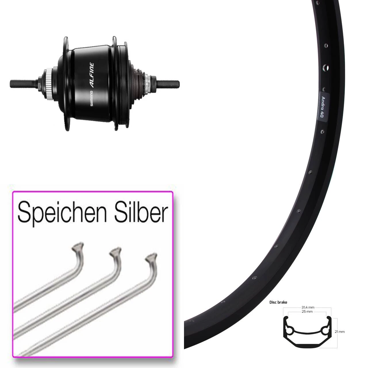 28 Zoll Ryde Andra 40 Shimano Alfine 8-Gang Hinterrad 3 28 Zoll Ryde Andra 40 Shimano Alfine 8-Gang Hinterrad