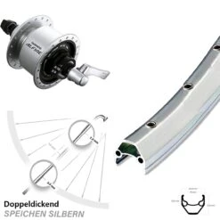 Shimano Alfine Nabendynamo Ryde ZAC 2000 Fahrrad-Laufrad 28 Zoll Silbern