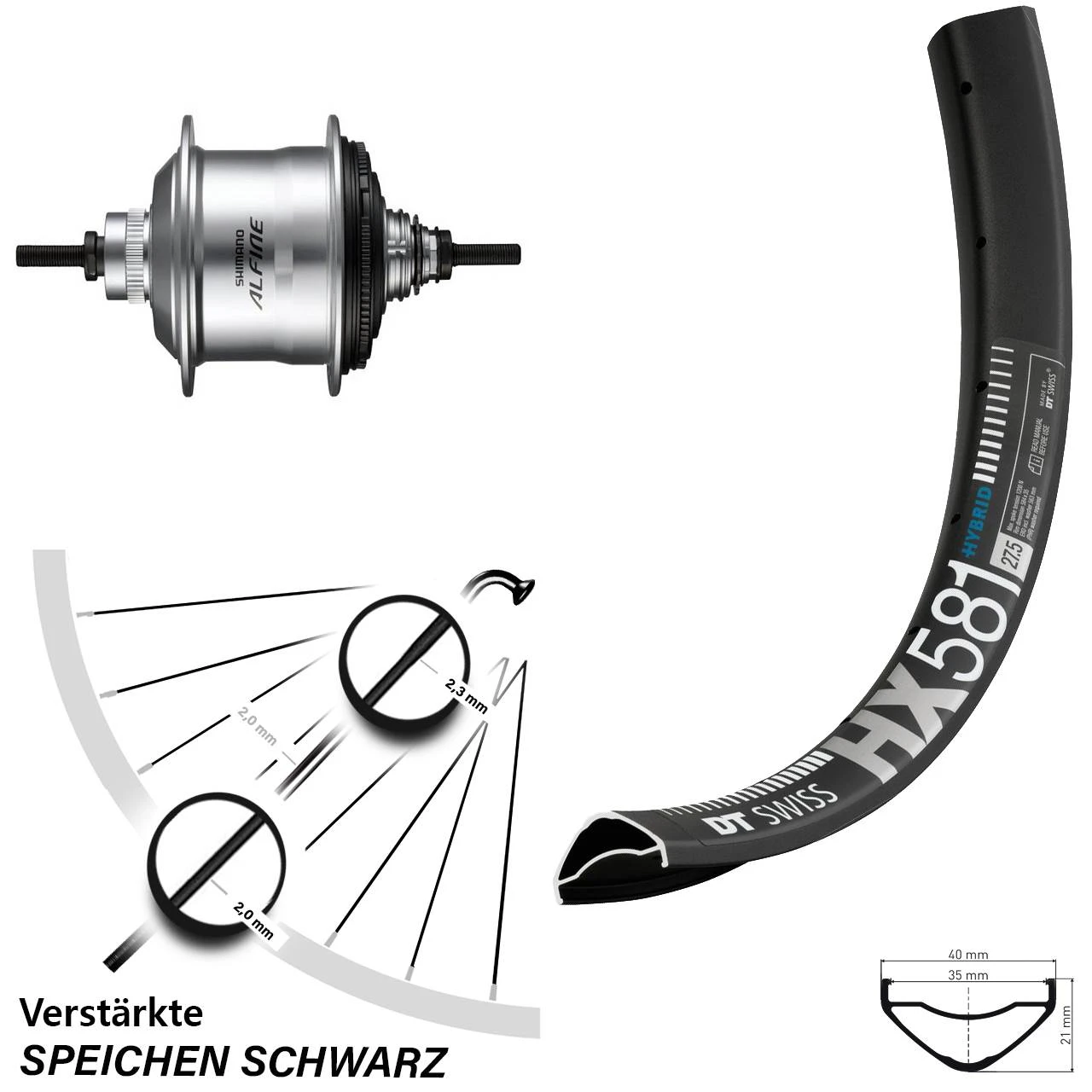 Dt-swiss 27,5 Zoll DT Swiss HX 581 Hinterrad Mit Shimano Alfine Silbern 11-Gang 3 Dt-swiss 27,5 Zoll DT Swiss HX 581 Hinterrad Mit Shimano Alfine Silbern 11-Gang