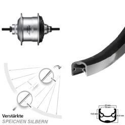 28 Zoll Hinterrad Ryde Andra 30 Shimano Alfine Silbern 11-Gang