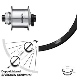 Vorderrad 28 Zoll Ryde Rival 21 Shimano DH-UR705 Nabendynamo Für 12 Mm Steckachse