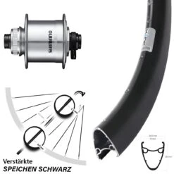 28 Zoll Vorderrad Ryde Dutch 19 Disc 12x100 Mm Dynamo Shimano DH-UR705-3D Silbern