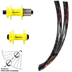 26 Zoll Laufradsatz DRC 28-559 Formula Gelb Steckachse 15/100 Mm 12/142 Mm 6-loch