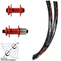 Laufradsatz DRC ZZYZX 26 Zoll 142x100 15 Mm Steckachse XLC Evo Rot 6-loch