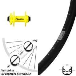 Ryde Andra 30 Disc Vorderrad 26 Zoll Mit XLC Pro Nabe Gelb 15x100 Mm