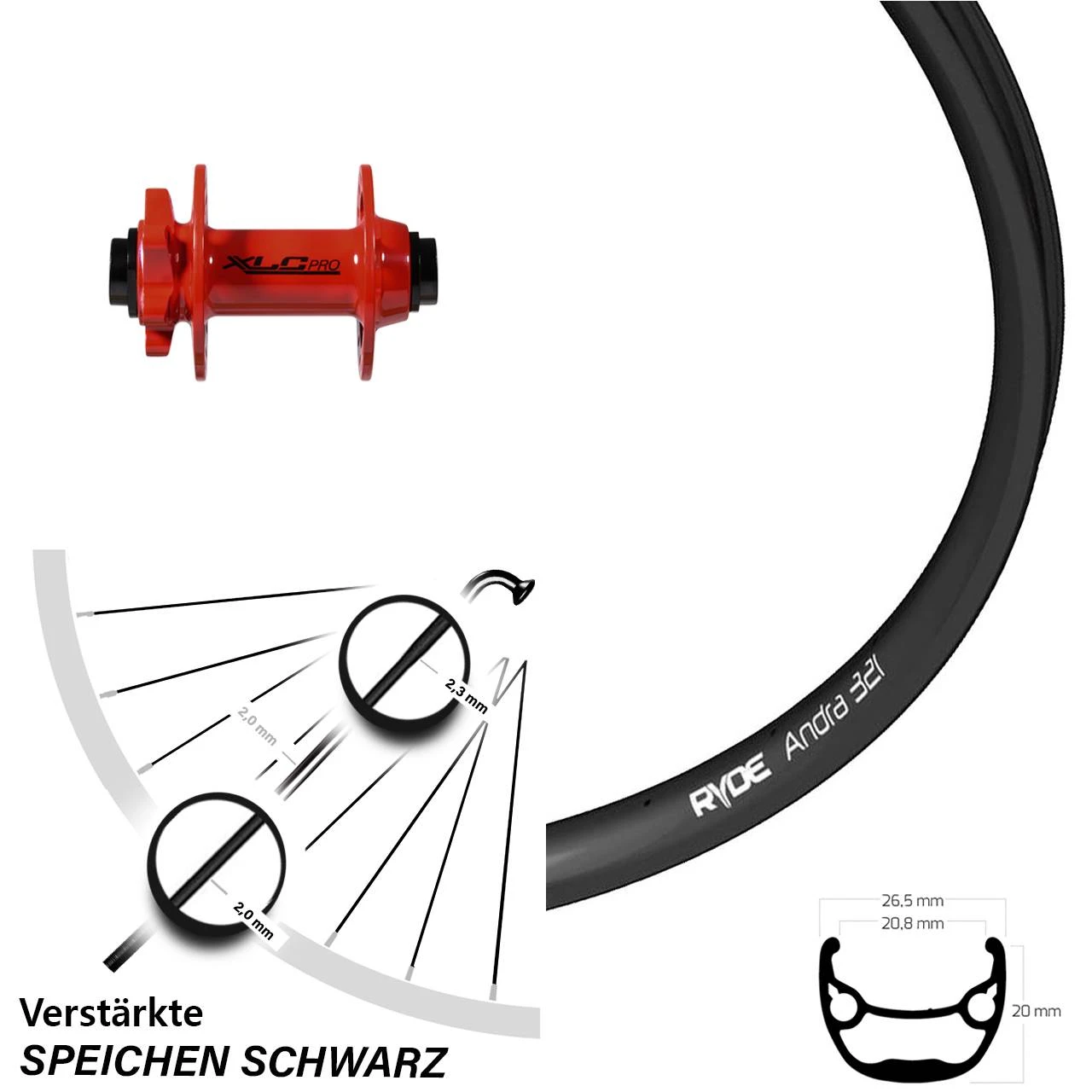Laufrad 15/100 Mm 28-29 Zoll Ryde Andra 321 Disc 6-loch XLC Pro Rot Steckachse 3 Laufrad 15/100 Mm 28-29 Zoll Ryde Andra 321 Disc 6-loch XLC Pro Rot Steckachse