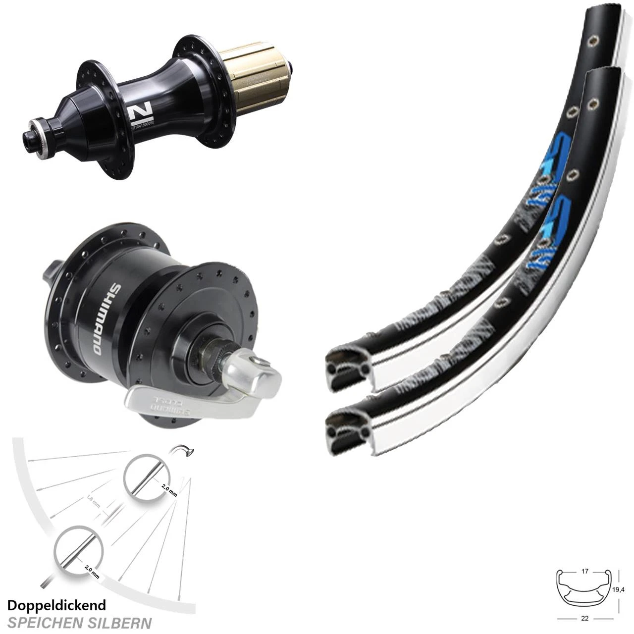26 Zoll Felgenbremse Dynamo Laufradsatz Shimano 3N72 Novatec F162 Exal SP 19 3 26 Zoll Felgenbremse Dynamo Laufradsatz Shimano 3N72 Novatec F162 Exal SP 19