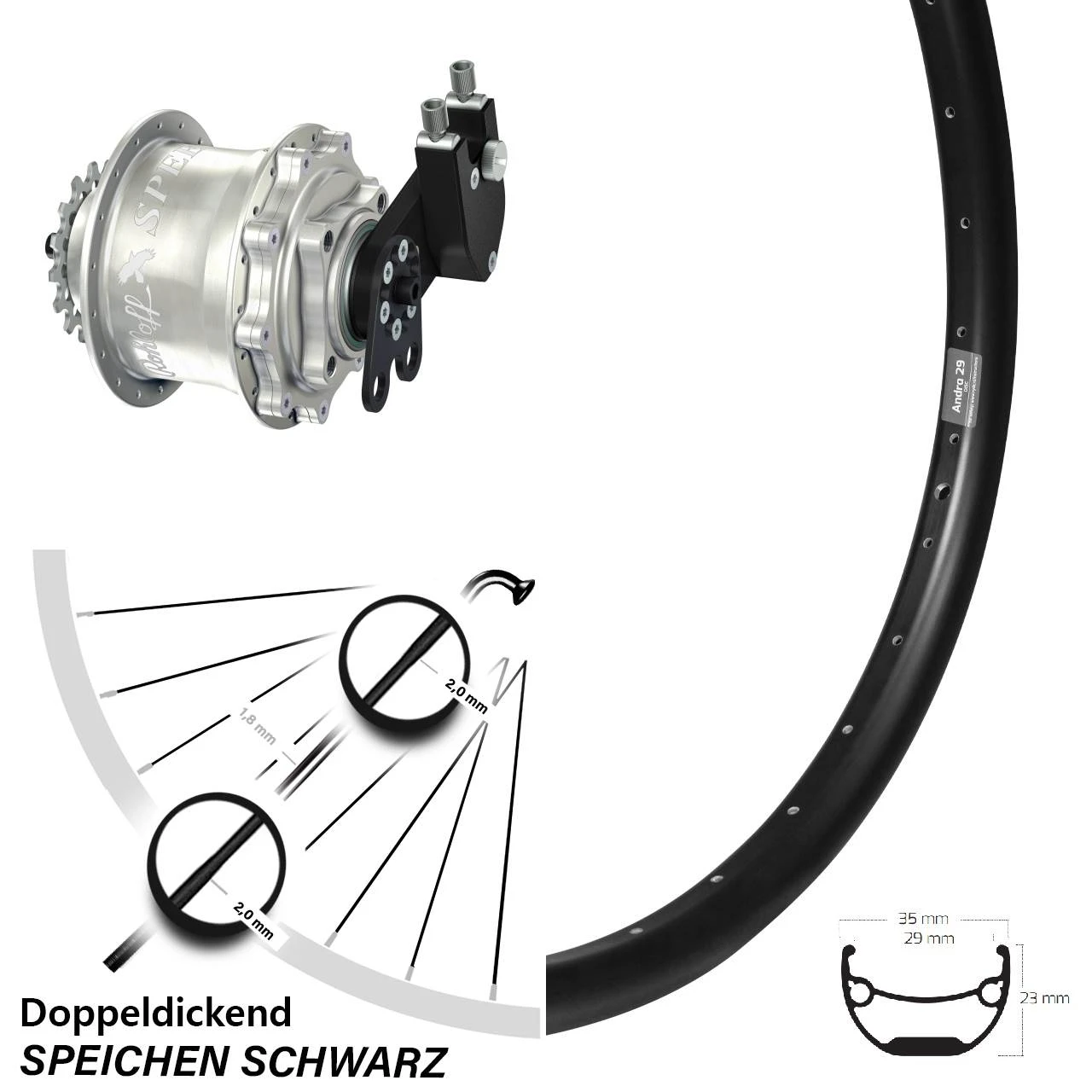 27,5 Zoll Hinterrad Ryde Andra 29 Mit Rohloff Speedhub CC DB 3 27,5 Zoll Hinterrad Ryde Andra 29 Mit Rohloff Speedhub CC DB