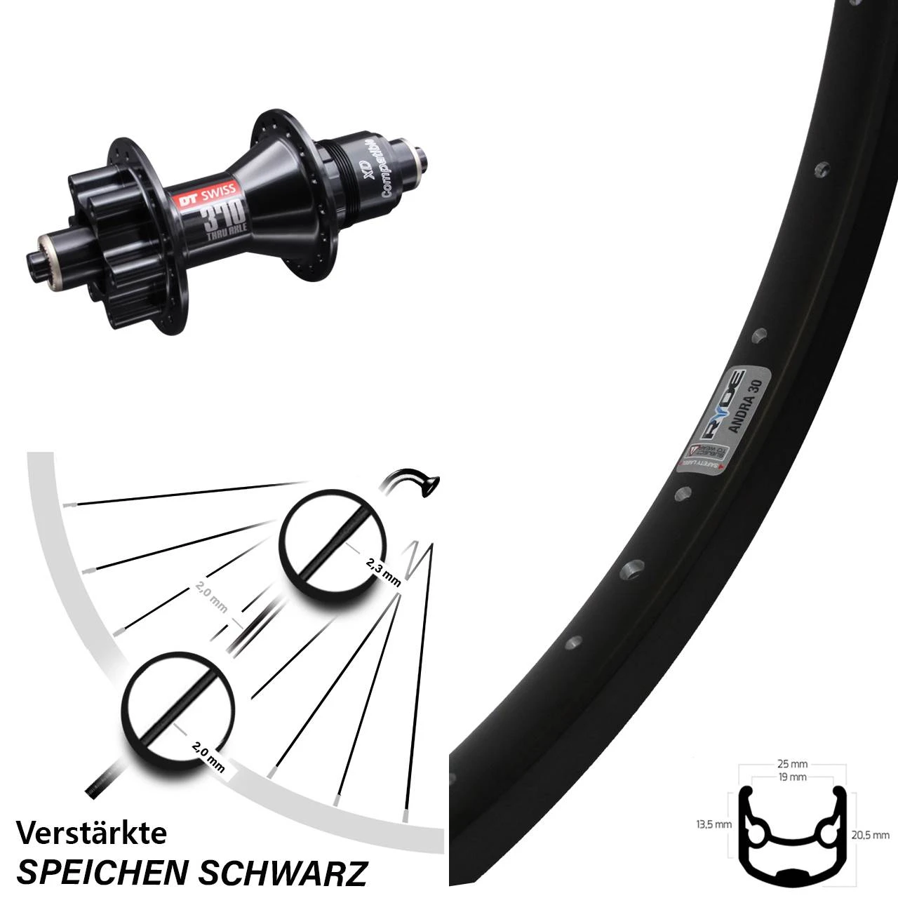 DT Swiss 370 Ryde Andra 30 Disc Hinterrad 26 Zoll Für Schnellspanner 5/135 Mm 3 DT Swiss 370 Ryde Andra 30 Disc Hinterrad 26 Zoll Für Schnellspanner 5/135 Mm